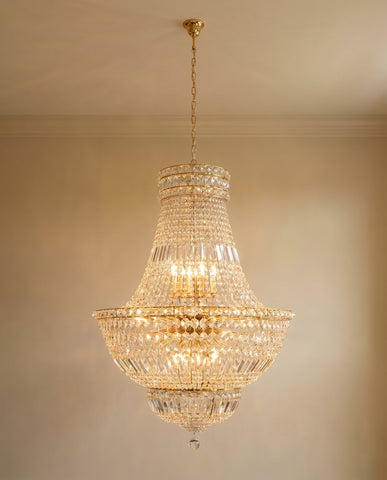 Swarovski Crystal Trimmed Chandelier French Empire Crystal Chandelier Lighting H30" W24" - A93-CG/454/9Sw