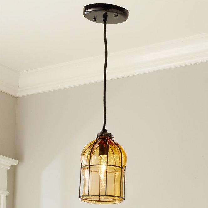 Hand Blown Glass Cage Pendant - F100-420