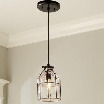 Hand Blown Glass Cage Pendant - F100-422