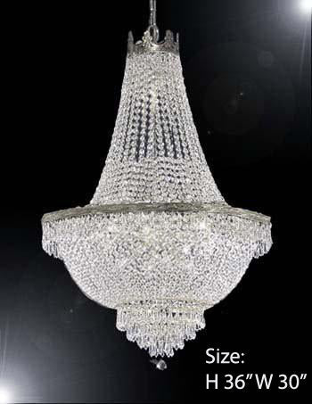 French Empire Crystal Chandelier Lighting Silver Finish 44X66" - A500-Silver/870/24