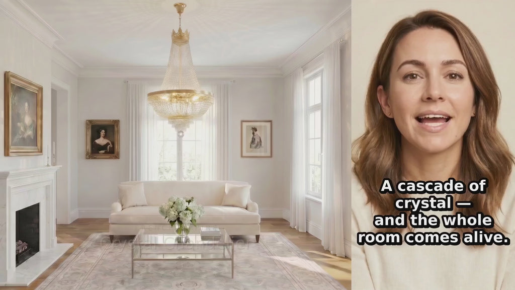 French Empire Crystal Chandelier Silver Finish H30 W24 - Product Video