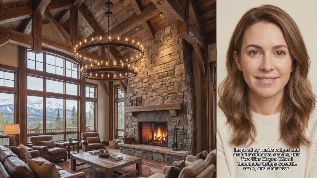 Inspired Camino Style Two Tier Wagon Wheel Chandelier - Product Video