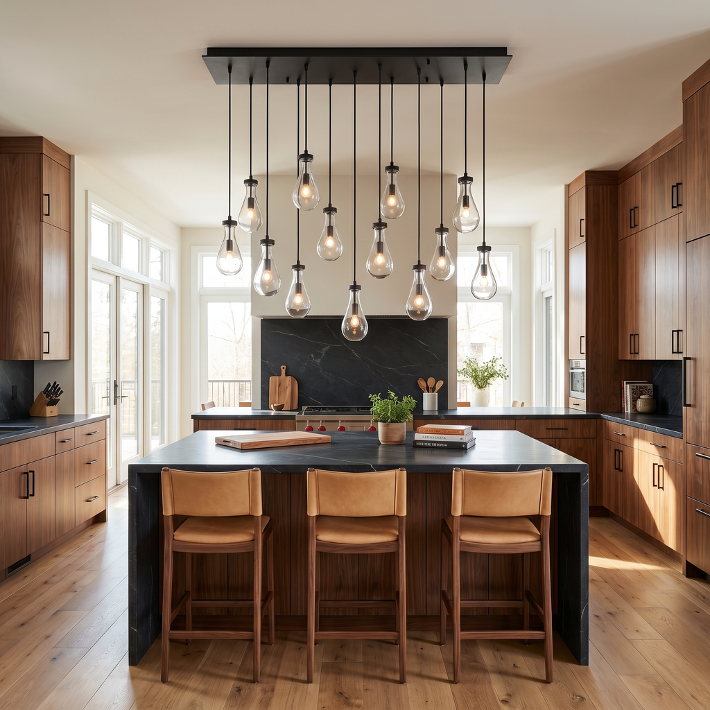 Inspired Rain Drop Style Linear Glass Chandelier - 54 Inch - Bronze Finish
