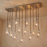 Inspired Rain Drop Style Linear Glass Chandelier - 54 Inch - Nickel Finish