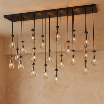 Inspired Rain Drop Style Sculptural Linear Chandelier - 72 Inch - Bronze Finish
