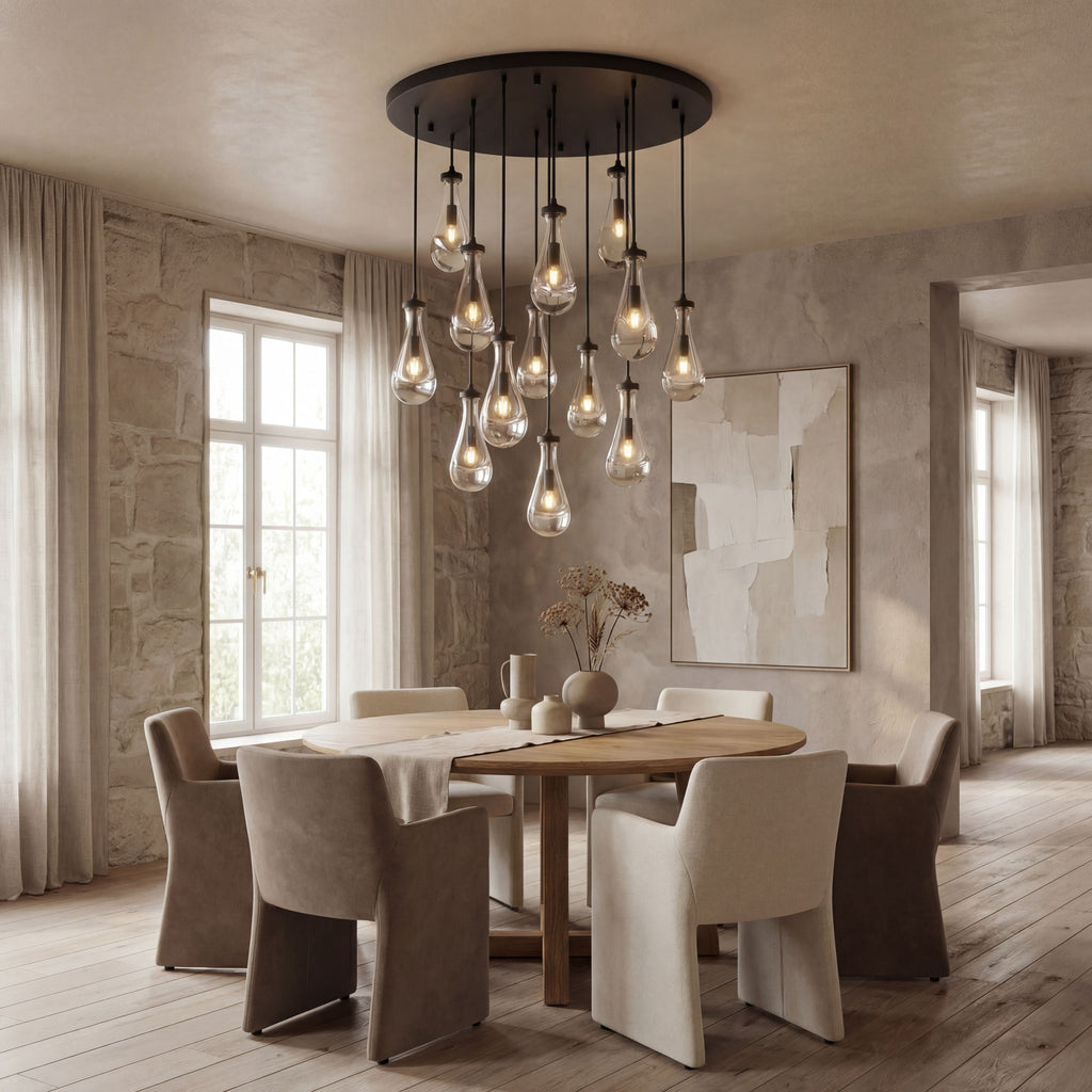 Inspired Rain Drop Style Chandelier – 36.5 Inch – Bronze Finish