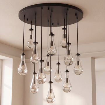 Inspired Rain Drop Style Chandelier – 36.5 Inch – Bronze Finish