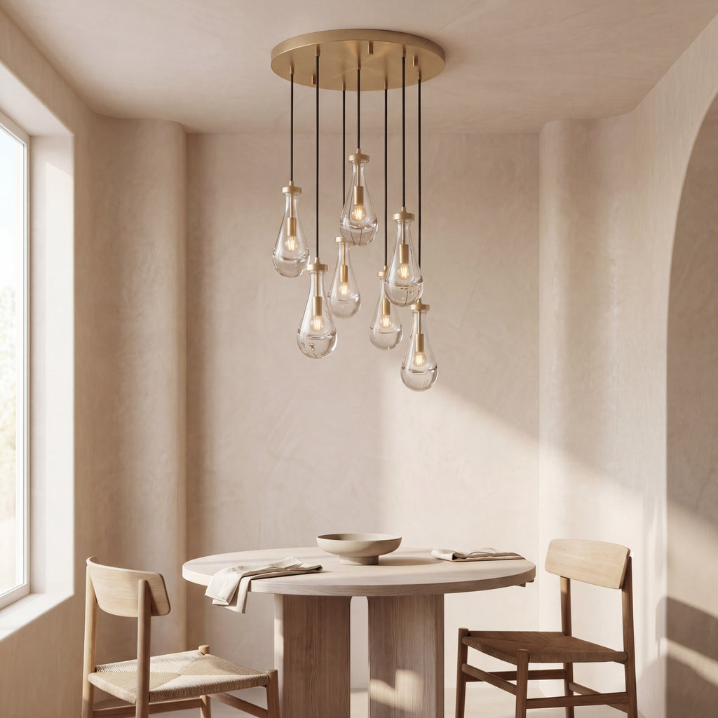 Inspired Rain Drop Style Chandelier – 18.5 Inch – Vintage Brass Finish