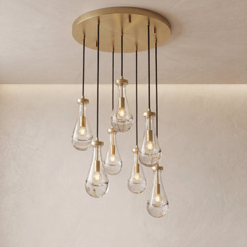 Inspired Rain Drop Style Chandelier – 18.5 Inch – Vintage Brass Finish