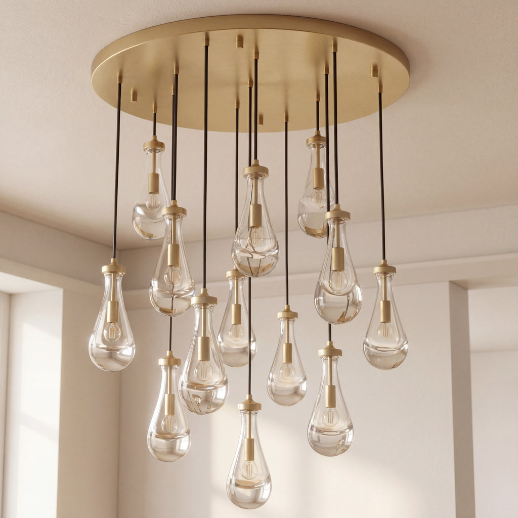 Inspired Rain Drop Style Chandelier – 36.5 Inch – Gold Finish