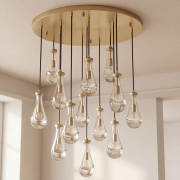 Inspired Rain Drop Style Chandelier – 36.5 Inch – Vintage Brass Finish
