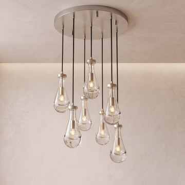 Inspired Rain Drop Style Chandelier – 18.5 Inch – Satin Nickel Finish
