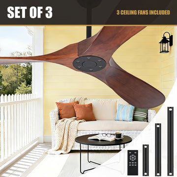 Set of 3 - 60 inch Outdoor Ceiling Fan Without Lights - 3 Ceiling Fans Included