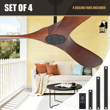 Set of 4 - 60 inch Outdoor Ceiling Fan Without Lights - 4 Ceiling Fans Included