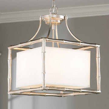 Silver Bamboo Square Shade Pendant - F100-324