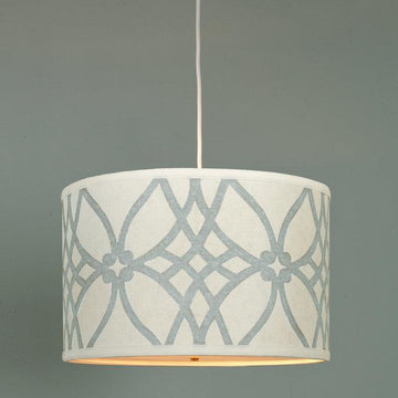 Trellis Linen Drum Shade Pendant - F100-302
