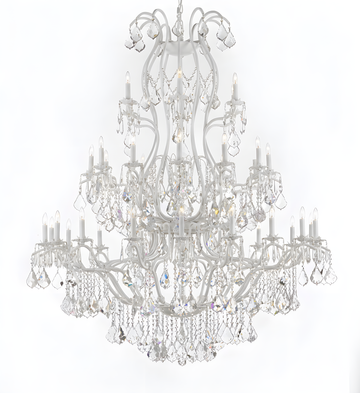 White Wrought Iron Chandelier with Crystal H60 W52