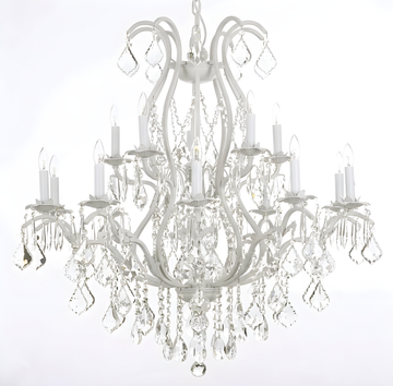 White Wrought Iron Chandelier Crystal Lighting H36" X W36"