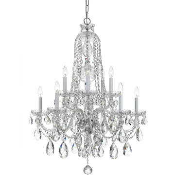 10 Light Polished Chrome Crystal Chandelier Draped In Clear Swarovski Strass Crystal - C193-1110-CH-CL-S