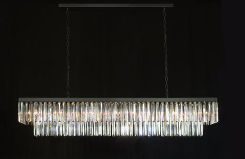 Retro Palladium Glass Fringe Rectangular Chandelier Chandeliers Lighting 59" Wide - A600-1157/12