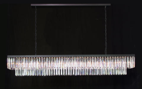 Retro Palladium Glass Fringe Rectangular Chandelier Chandeliers Lighting 71" Wide - A113-1157/15