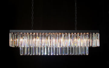 Inspired Odeon Style Glass Fringe Rectangular Chandelier Chandeliers Lighting 40" Wide G7-1157/8