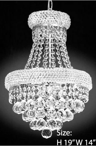 French Empire Crystal Chandelier Chandeliers Lighting H19 X Wd14 3 Lights Empire - J10-541/3 Silver