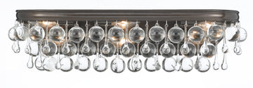 6 Light Vibrant Bronze Transitional Bathroom-Vanity Light Draped In Clear Glass Drops - C193-133-VZ