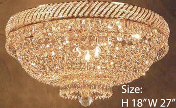 Swarovski Crystal Trimmed Chandelier French Empire Crystal Semi Flush Chandelier H18" X W27" - A500-Flush/Cg/448/12Sw