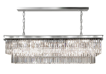 Inspired Odeon Style Glass Fringe Rectangular Chandelier Chandeliers Lighting Chrome Finish 40'' Wide - G7-2164/10