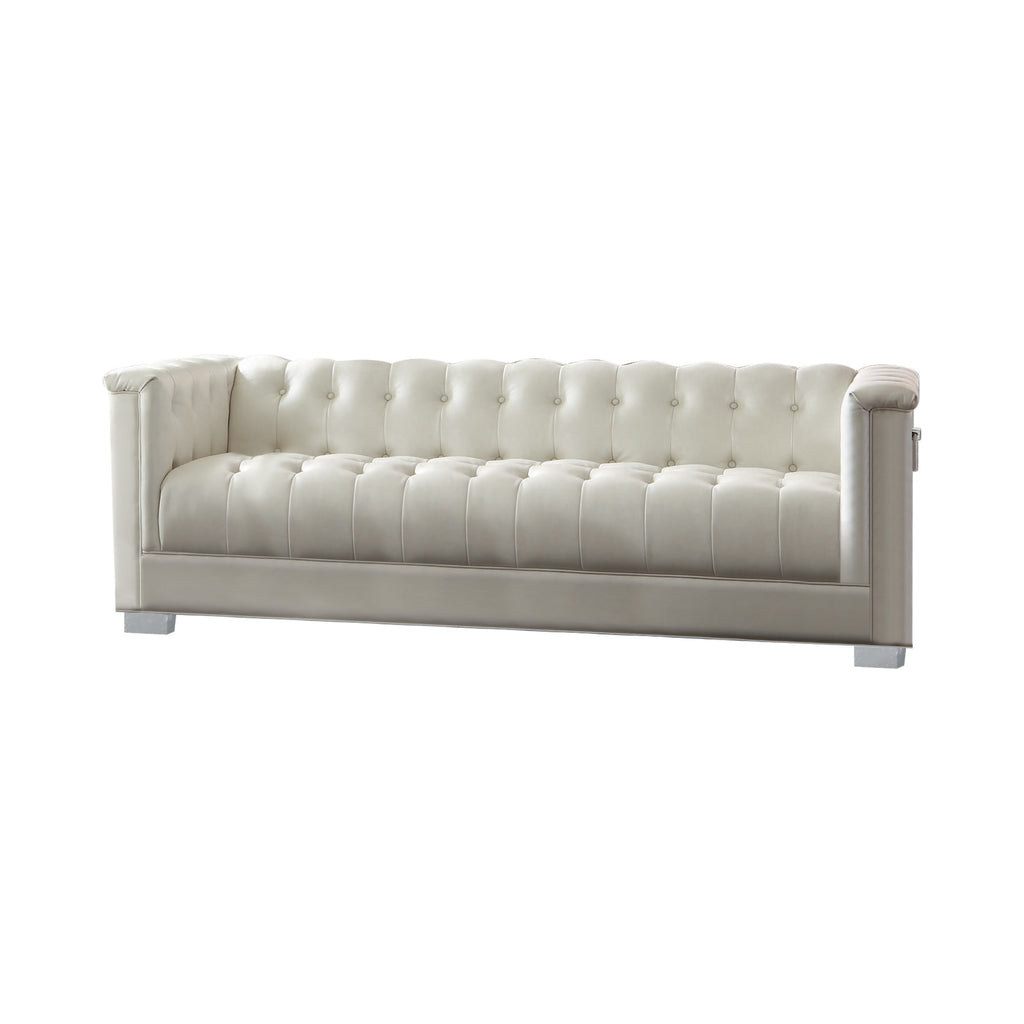 Set 2 - Chaviano Tufted Upholstered Sofa + Loveseat Pearl White - D300-10056