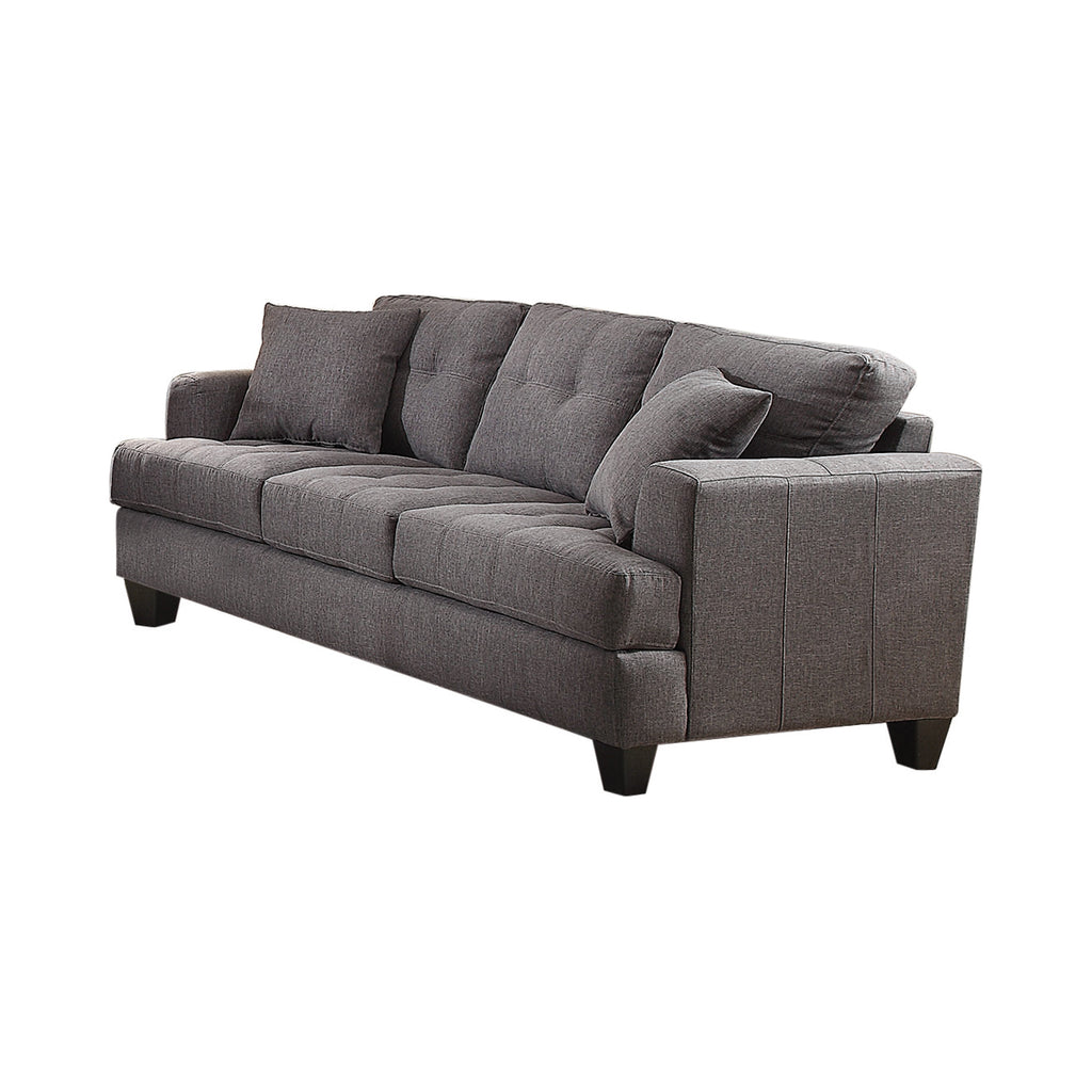 Set of 2 - Samuel Tufted Sofa + Loveseat Charcoal - D300-10046