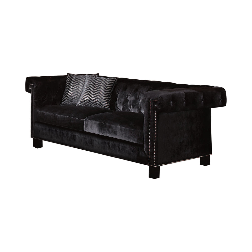 Set of 3 - Reventlow Tufted Sofa + Loveseat Black - D300-10064