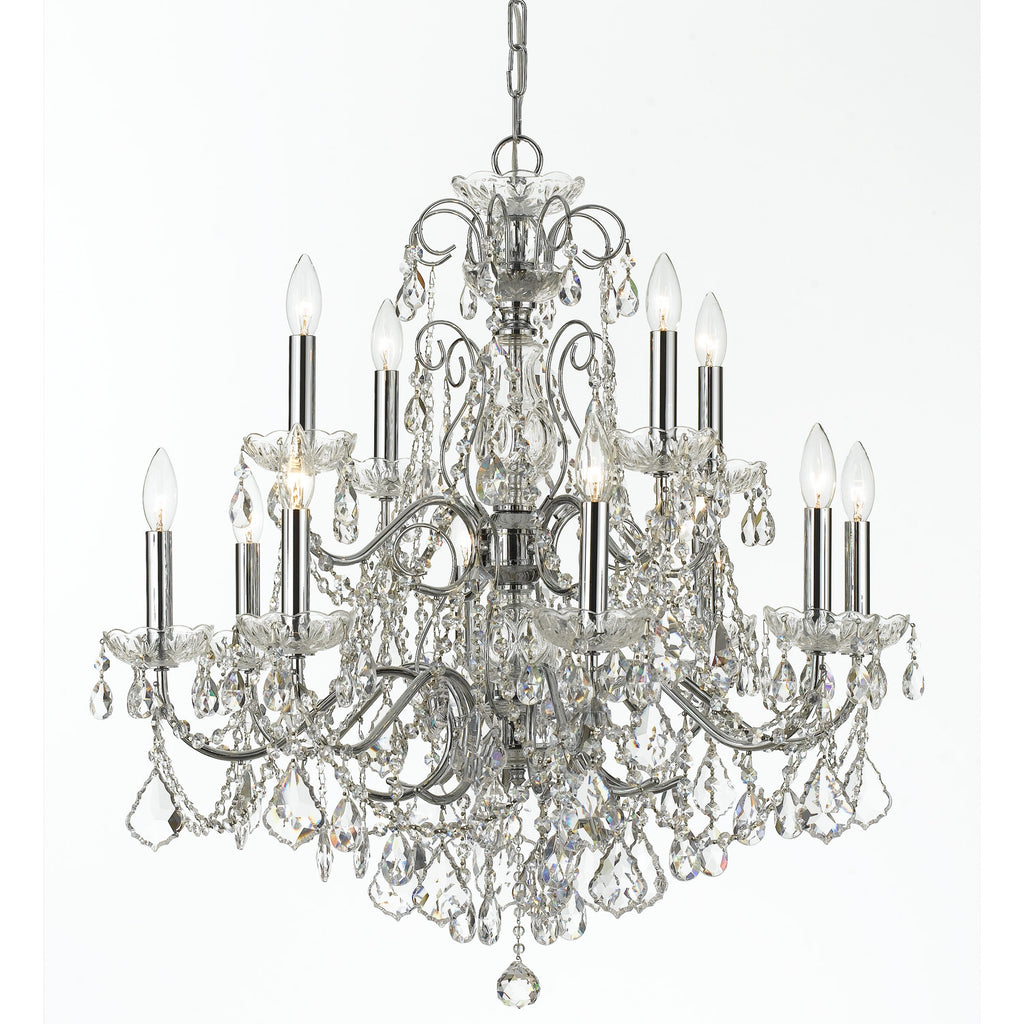 12 Light Polished Chrome Crystal Chandelier Draped In Clear Hand Cut Crystal - C193-3228-CH-CL-MWP