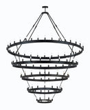 Inspired Camino Style Chandelier – Five Tier Wagon Wheel, Wrought Iron Vintage Barn Metal Rustic Industrial Lighting, W63" x H87"