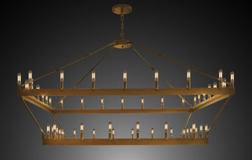 Inspired Camino Style Chandelier – Two Tier Wagon Wheel, Wrought Iron Vintage Barn Metal Rustic Industrial Lighting, W63" x H60"