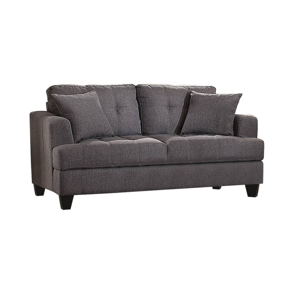 Set of 2 - Samuel Tufted Sofa + Loveseat Charcoal - D300-10046