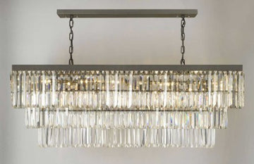 Inspired Odeon Style Glass Fringe Rectangular Chandelier Lighting W 49" D 14" H 18" - G902-1156/12
