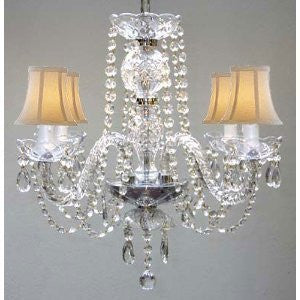Murano Venetian Style All Crystal Chandelier W/ Shades - J10-Whiteshades/26098/4