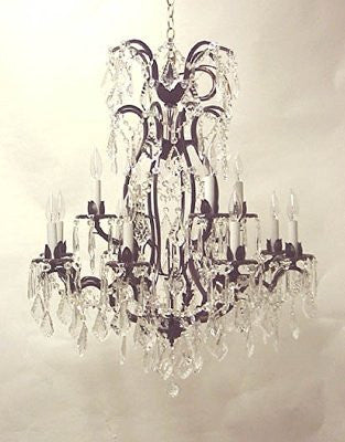 Wrought Iron Crystal Chandelier W/Swarovski Crystal H36" X W28" - A500-52/3034/8+4Sw