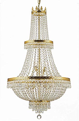Set of 3-1 French Empire Crystal Chandelier Lighting H50" X W24" - Great for The Dining Room, Living Room! and 2 Empire Crystal Wall Sconce Lighting H 18" X W 9.5" X D 5" - A500-1EA CG/870/15 + 2EA WALLSCONCE/CG/4/5