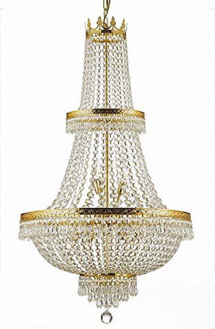 Made with Swarovski Crystal French Empire Crystal Chandelier Lighting H50" X W24" Good for Foyer, Entryway, Family Room, Living Room and More! - A500-CG/870/15SW