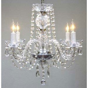 Swarovski Crystal Trimmed Chandelier Chandelier Dressed W/ Swarovski Crystal H17" X W17" - J10-26098/4Sw