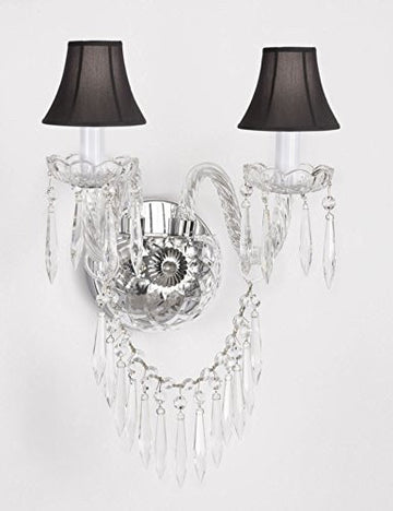 Murano Venetian Style All-Crystal Wall Sconce And - With Black Shades - G46-Blackshades/B27/2/386