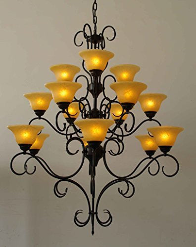 Wrought Iron Chandelier Lighting H47" X W40" - A500-2197/15