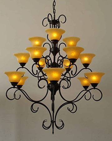 Wrought Iron Chandelier Lighting H47" X W40" - A500-2197/15