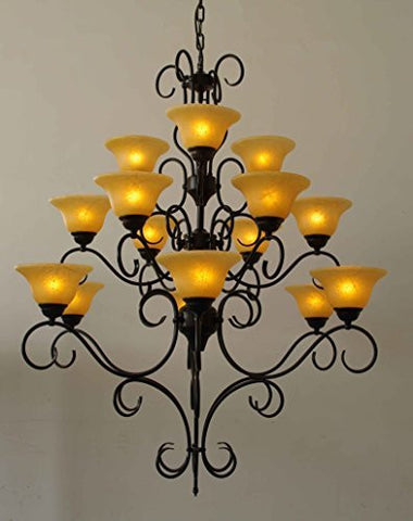Wrought Iron Chandelier Lighting H47" X W40" - A500-2197/15