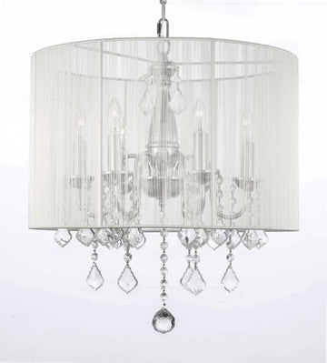 Crystal Chandelier With Shade Swag Plug In-Chandelier W/ 14' Feet Of Hanging Chain And Wire - J10-B15/1126/6