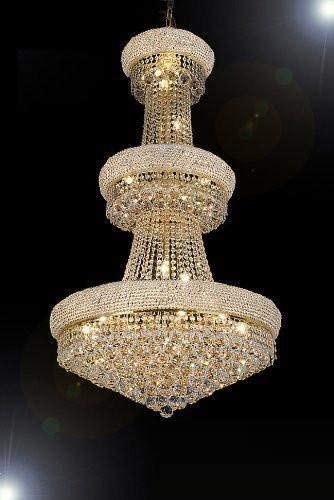 French Empire Crystal Chandelier H50" X W30" - Perfect for Entryway or Foyer