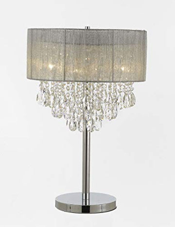 Silver and Crystal 15"W Table Lamp Desk Lamp Bedside Lamp - J10-100/4 LAMP